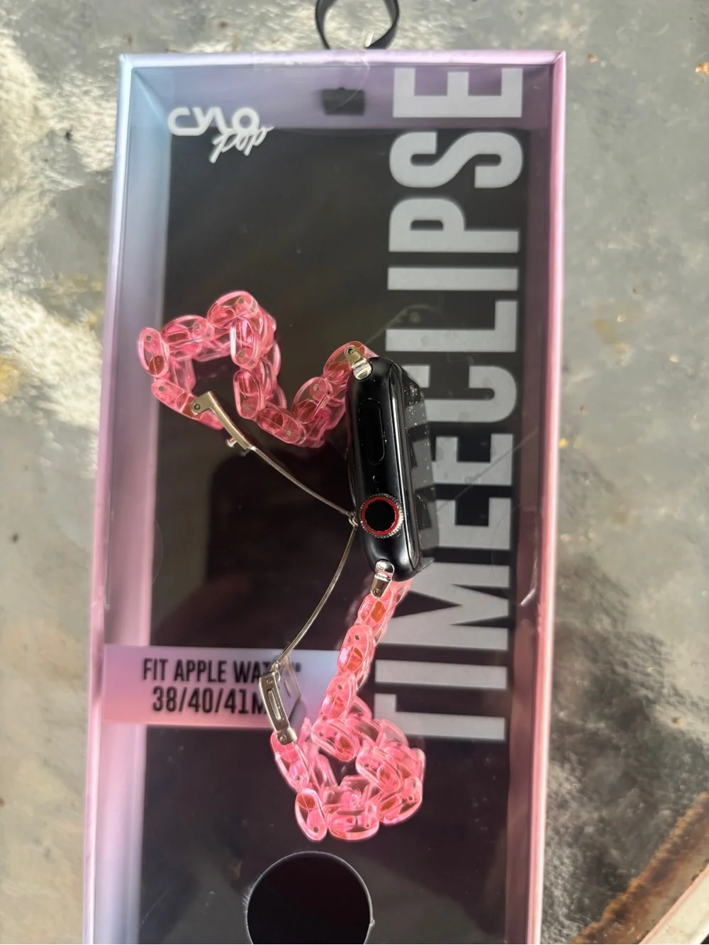 Eclipse Pink Transparent Link-Style Smartwatch Band